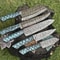 Forged Damascus Steel Chef Knives 5Piece Twist Pattern Hardwood Set 2