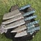 Forged Damascus Steel Chef Knives 5Piece Twist Pattern Hardwood Set 0