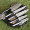 Outdoor Bushcraft Chef Knife Set 5 Forged Twist Damascus Hardwood Knives 2