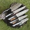 Outdoor Bushcraft Chef Knife Set 5 Forged Twist Damascus Hardwood Knives 2