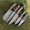 Hand Forged Twist Damascus Steel Chef Knife Set 5Piece Hardwood Handle Lot 0