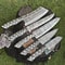 Lot Of 5 Custom Twist Damascus Steel Knives Full Tang Hardwood Chef Set 2