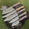 Custom Twist Damascus Chef Knife Set Lot Of 5 Handmade Hardwood Handle EDC Collectibles 0