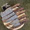 Custom Forged Damascus Twist Steel Knives Set Of 5 Hardwood Handle Chef Tools 0