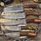 Lot Of 5 Unique Twist Damascus Steel Knives Hardwood Handle EDC Chef Set 0