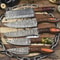 Lot Of 5 Unique Twist Damascus Steel Knives Hardwood Handle EDC Chef Set 0