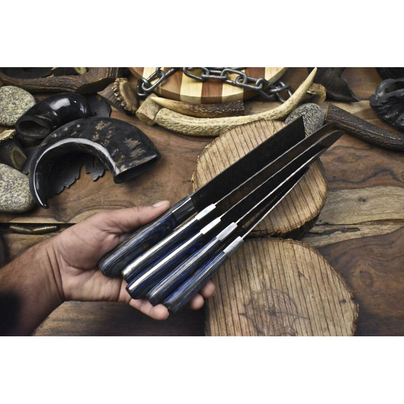 Professional Twist Damascus Chef Knives 5Piece Forged Hardwood Bundle 1