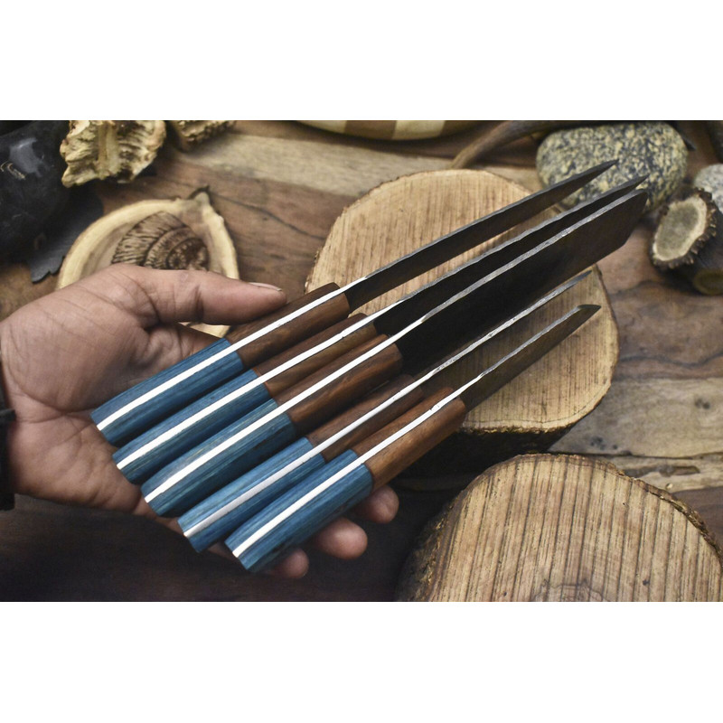 Premium Twist Damascus Kitchen Knives Handmade Lot Of 5 Blades 1