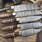 Lot Of 5 Handmade Twist Damascus Steel Chef Knives Walnut Wood Handles Brass Bolster 13 Kitchen 2