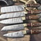 Lot Of 5 Handmade Twist Damascus Steel Chef Knives Walnut Wood Handles Brass Bolster 13 Kitchen 0
