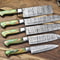 Custom 5Piece Damascus Chef Knife Collection Twist Pattern With Walnut Wood 2