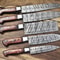 Lot Of 5 Damascus Twist Steel Knives Walnut Handle Full Tang Chef Blades 2