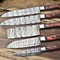 Lot Of 5 Damascus Twist Steel Knives Walnut Handle Full Tang Chef Blades 0