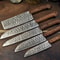 Lot Of 5 Twist Damascus Chef Knives Handmade Walnut Wood Brass Bolster 0