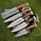 Handmade Twist Damascus Steel Chef Knives Set Of 5 With Brass Bolsters 0