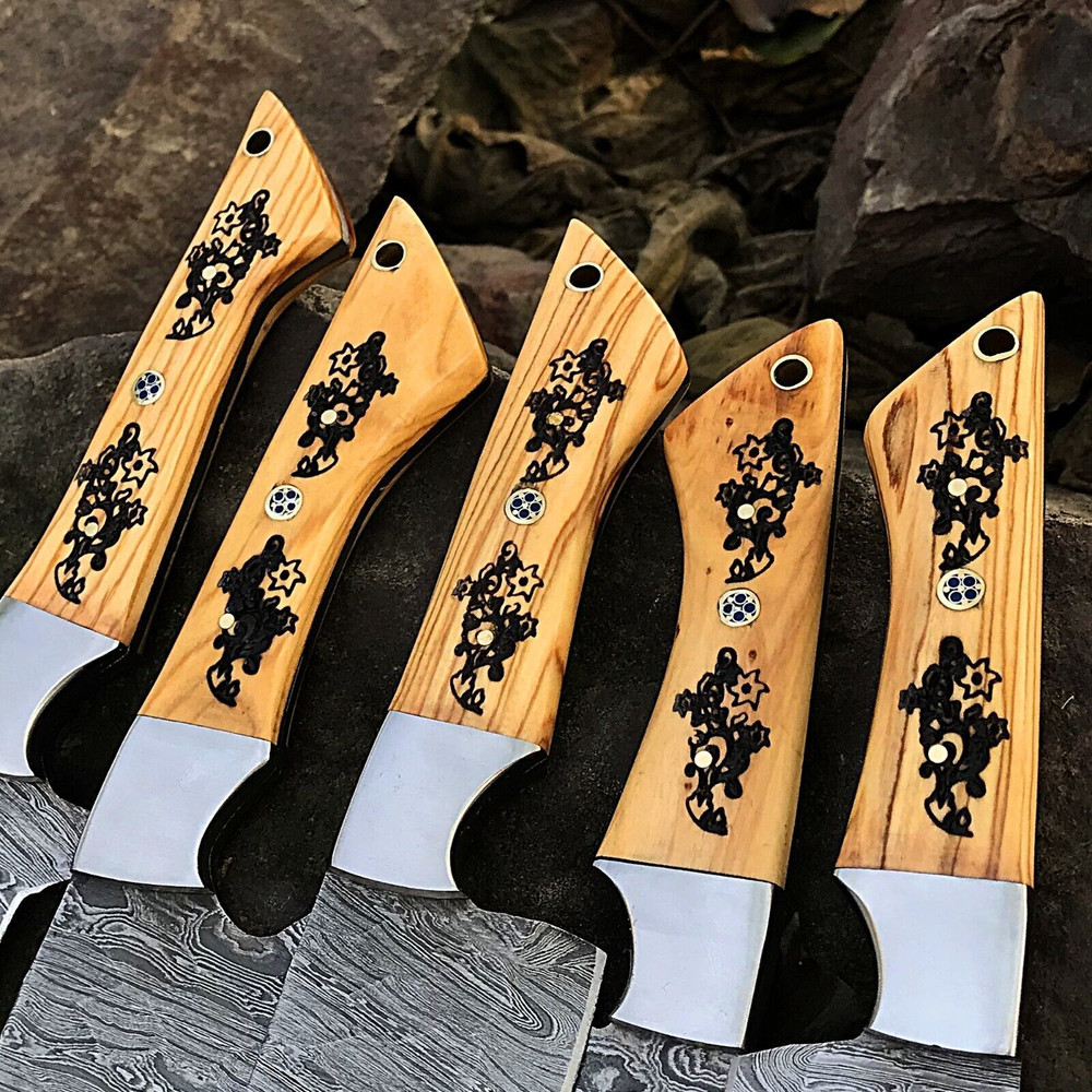 Professional Kitchen Damascus Chef Knives 5 Forged Twist Pattern Blades 1