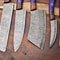 Traditional Damascus Chef Knives Walnut Handle Set Of 5 Collector 3
