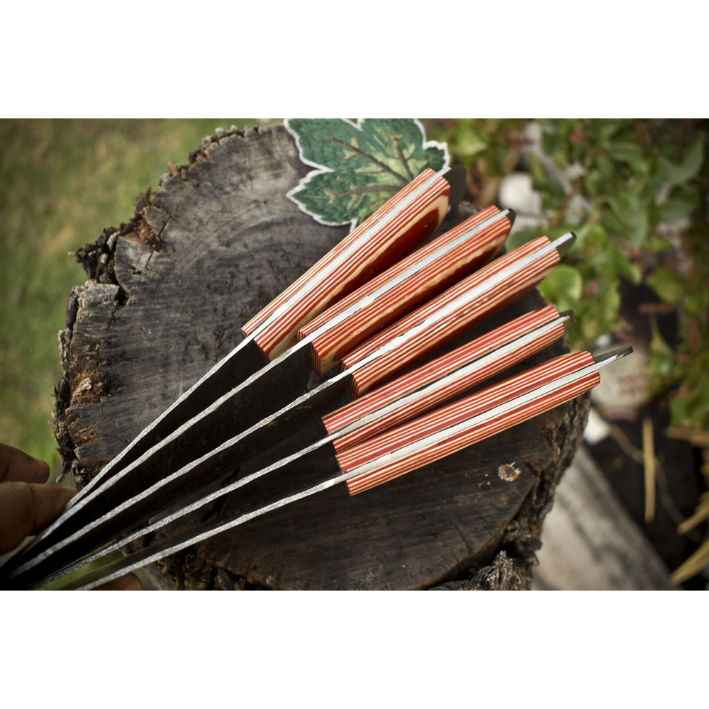 5pcs Damascus Steel Forged Kitchen Knife Set Custom Handmade Chef Knives 2