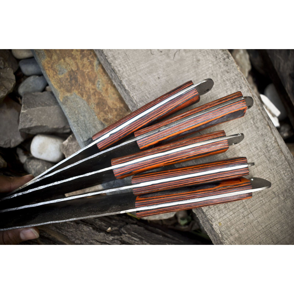 5pcs Forged Damascus Steel Chef Knife Set Handmade Full Tang Kitchen Knives 2