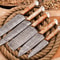 Custom Handmade 5pcs Damascus Chef Knife Set Full Tang Kitchen Essentials 0