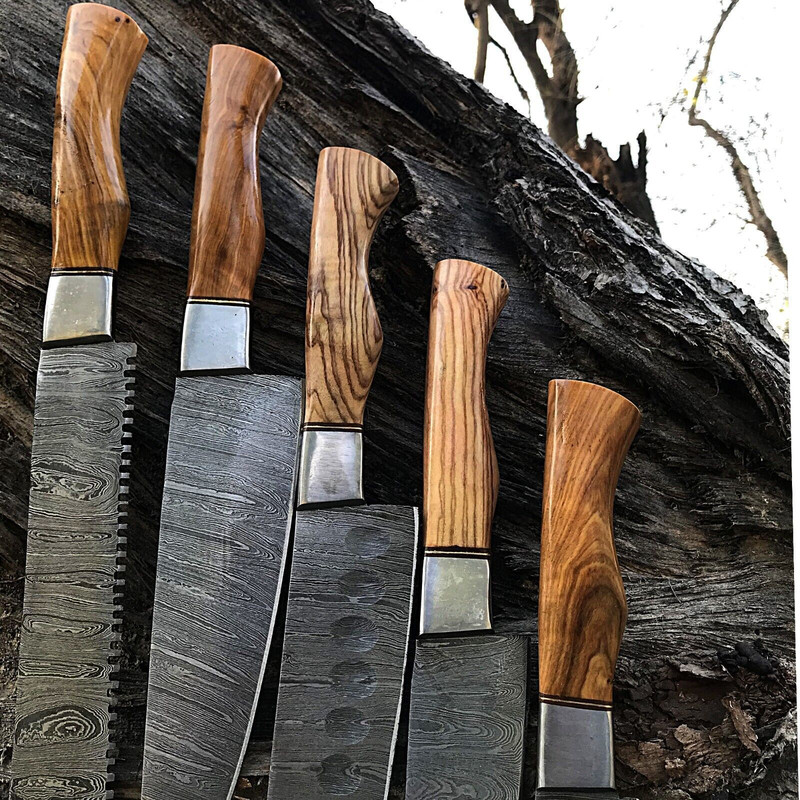 Premium Damascus Steel Chef Knife Set Handmade Full Tang Kitchen Blades 1