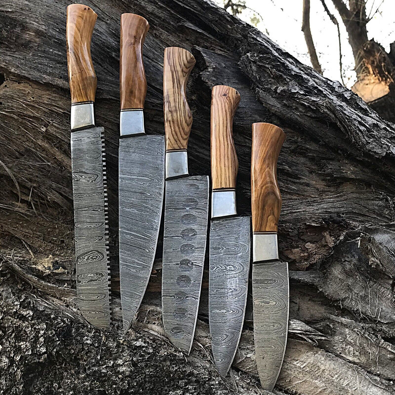 Premium Damascus Steel Chef Knife Set Handmade Full Tang Kitchen Blades 3