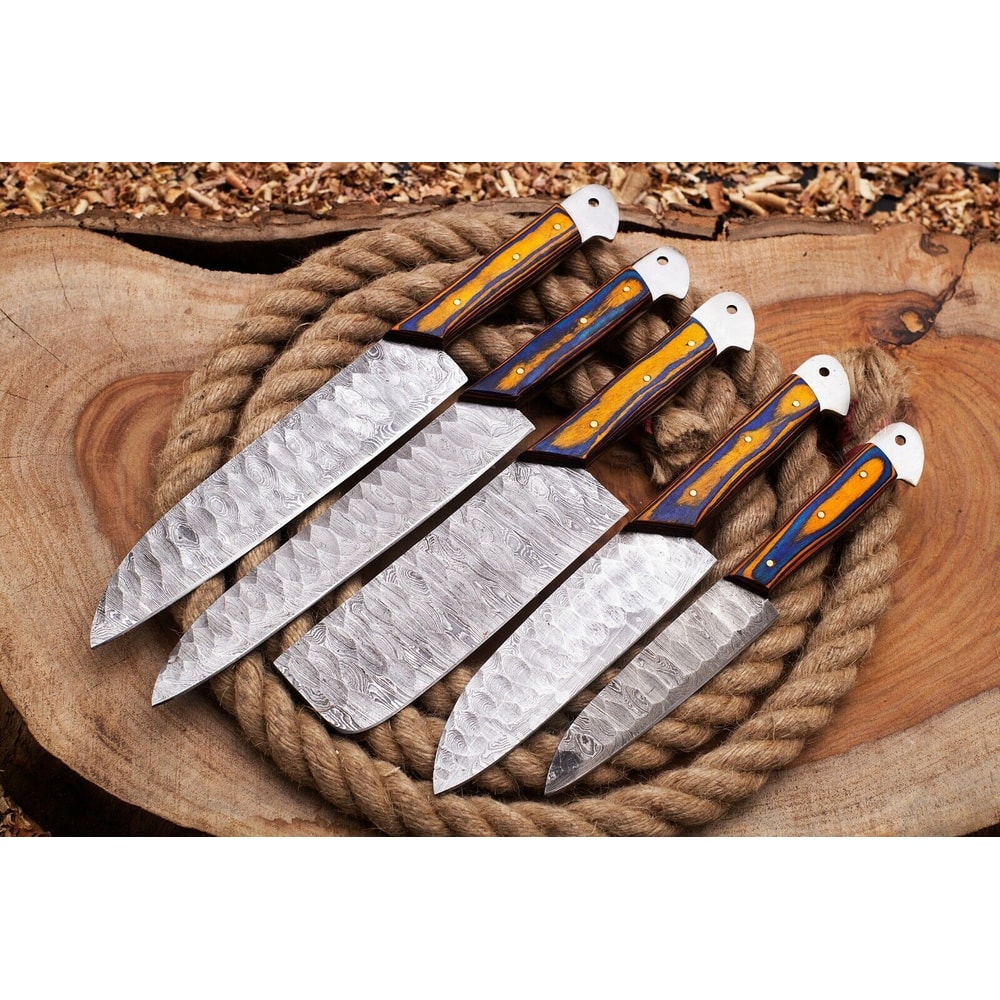 Luxury Handmade Damascus Steel Chef Knives Professional Kitchen Set 0