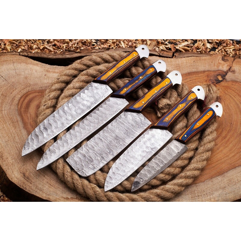 Luxury Handmade Damascus Steel Chef Knives Professional Kitchen Set 0