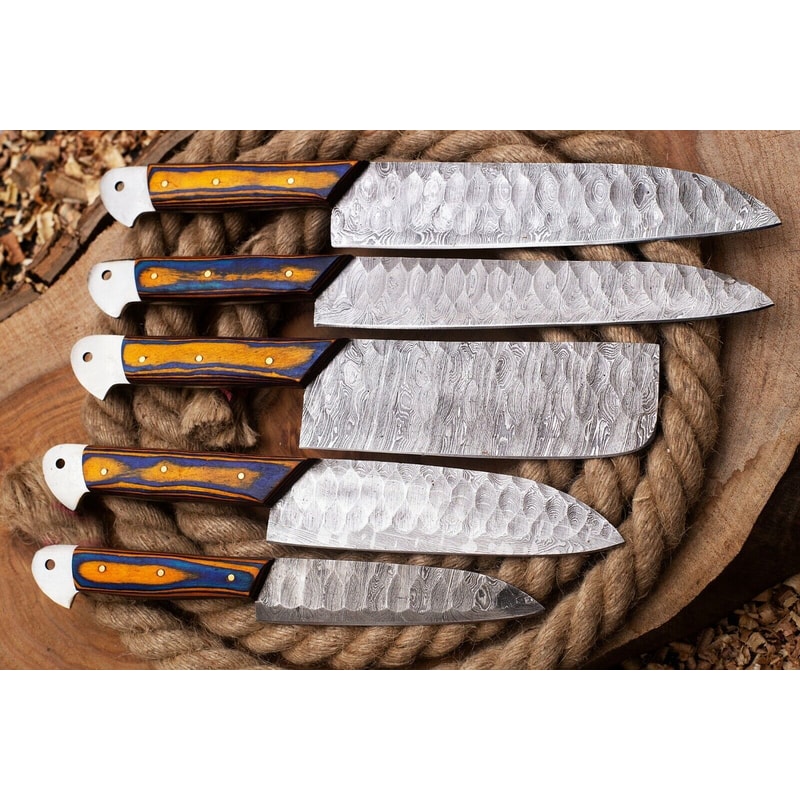 Luxury Handmade Damascus Steel Chef Knives Professional Kitchen Set 3