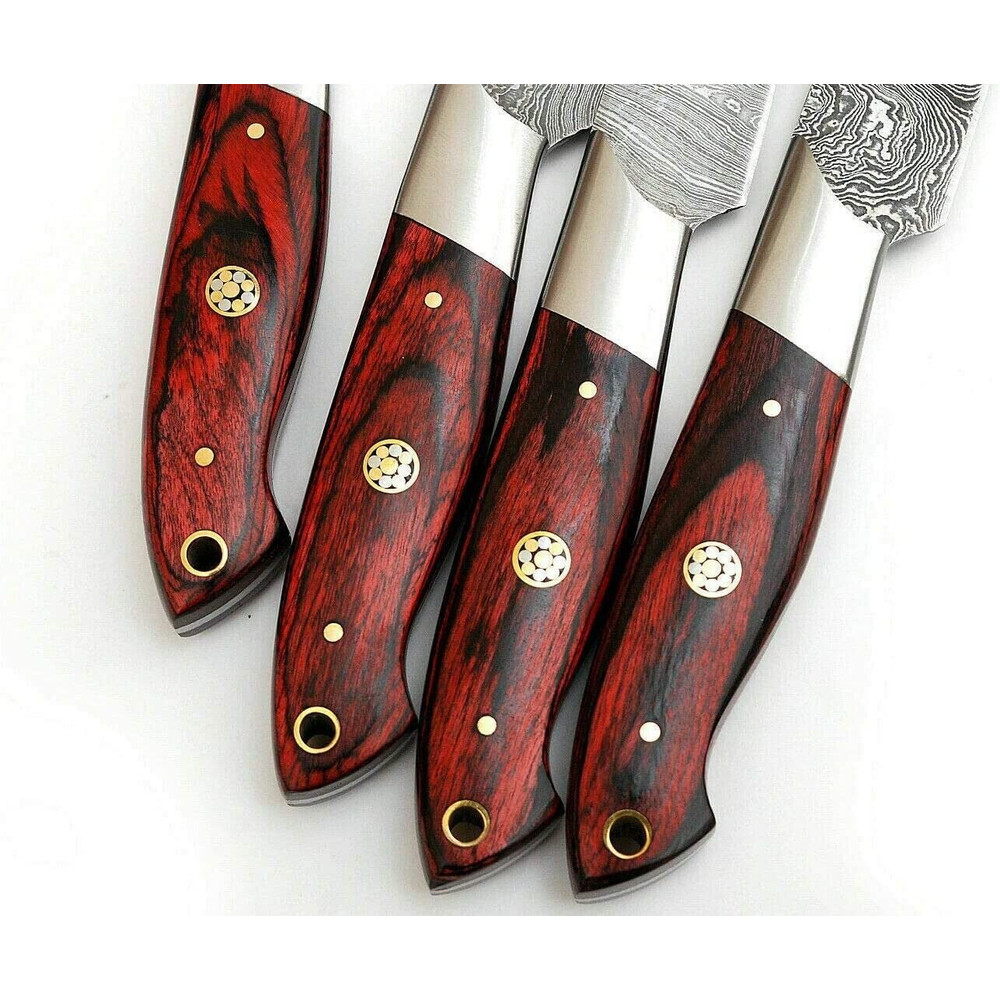 Professional Handmade Damascus Steel Steak Knife Set 4pcs Utility Chef Knives 1