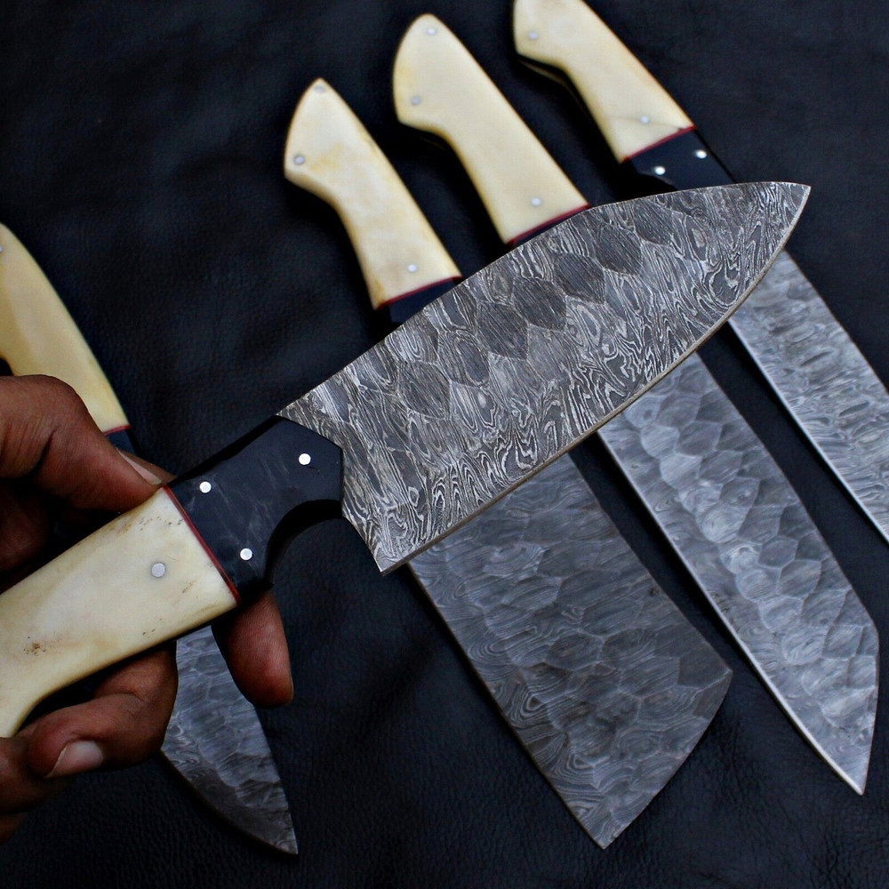 Luxury Hand Forged Damascus Steel Chef Knife Set 5 Piece Kitchen Tools 1