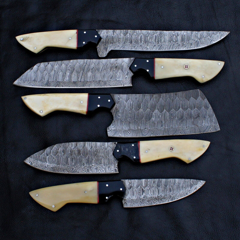 Luxury Hand Forged Damascus Steel Chef Knife Set 5 Piece Kitchen Tools 2