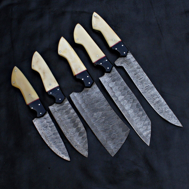 Luxury Hand Forged Damascus Steel Chef Knife Set 5 Piece Kitchen Tools 3