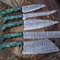 5pcs Professional Damascus Steel Chef Knife Set Handmade Kitchen Blades 2