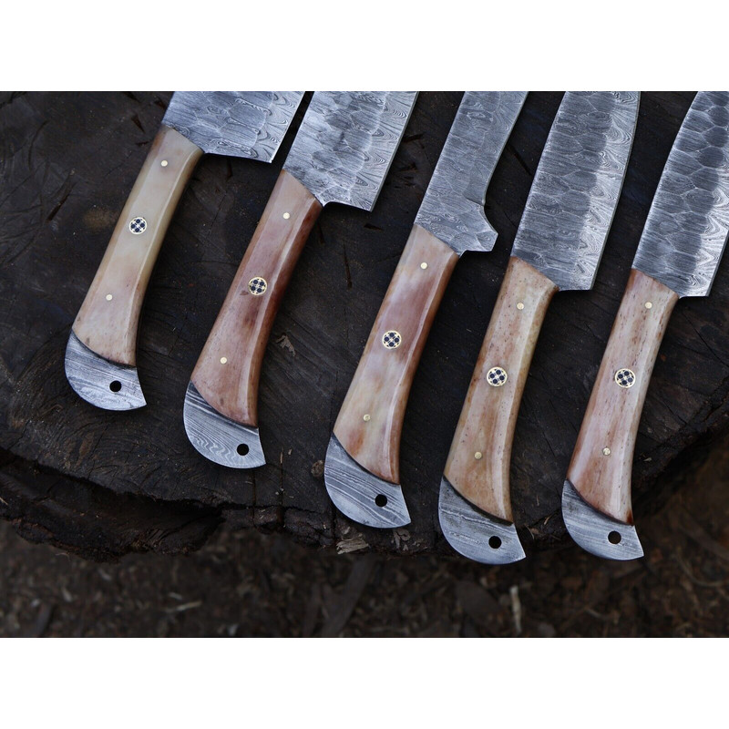Exclusive Damascus Steel Chef Knife Collection Handmade 5pcs Kitchen Set 2