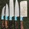 Custom Damascus Steel Chef Knife Bundle Handmade Forged 5pcs Kitchen Set 0