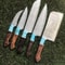 Custom Damascus Steel Chef Knife Bundle Handmade Forged 5pcs Kitchen Set 3