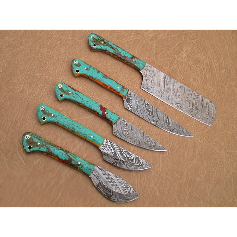 Forged Damascus Steel Chef Knives Custom Handmade 5pcs Kitchen Set 2