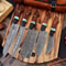 Custom Handmade Damascus Steel Knife Set 5pcs Professional Kitchen Cutlery 0