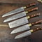 Custom Handmade Damascus Steel Kitchen Knife Set Professional 5pcs Chef Cutlery 0