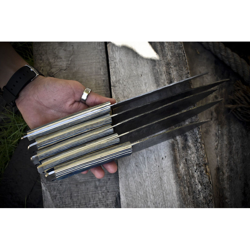 Damascus Steel Forged Chef Knife Set 5pcs Handmade Kitchen Masterpiece 2