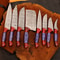 Complete 8 Pc Handmade Damascus Kitchen Knife Set With Sheath 1