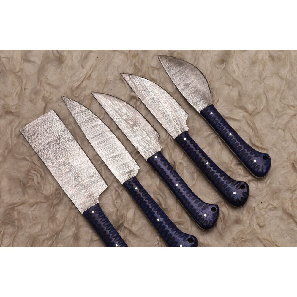 Elegant Damascus Steel Kitchen Knives With Wooden Handles Gift Set 1