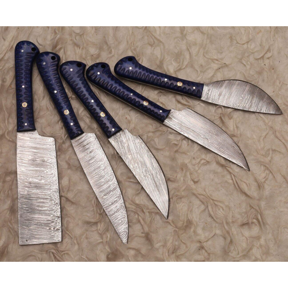 Elegant Damascus Steel Kitchen Knives With Wooden Handles Gift Set 0