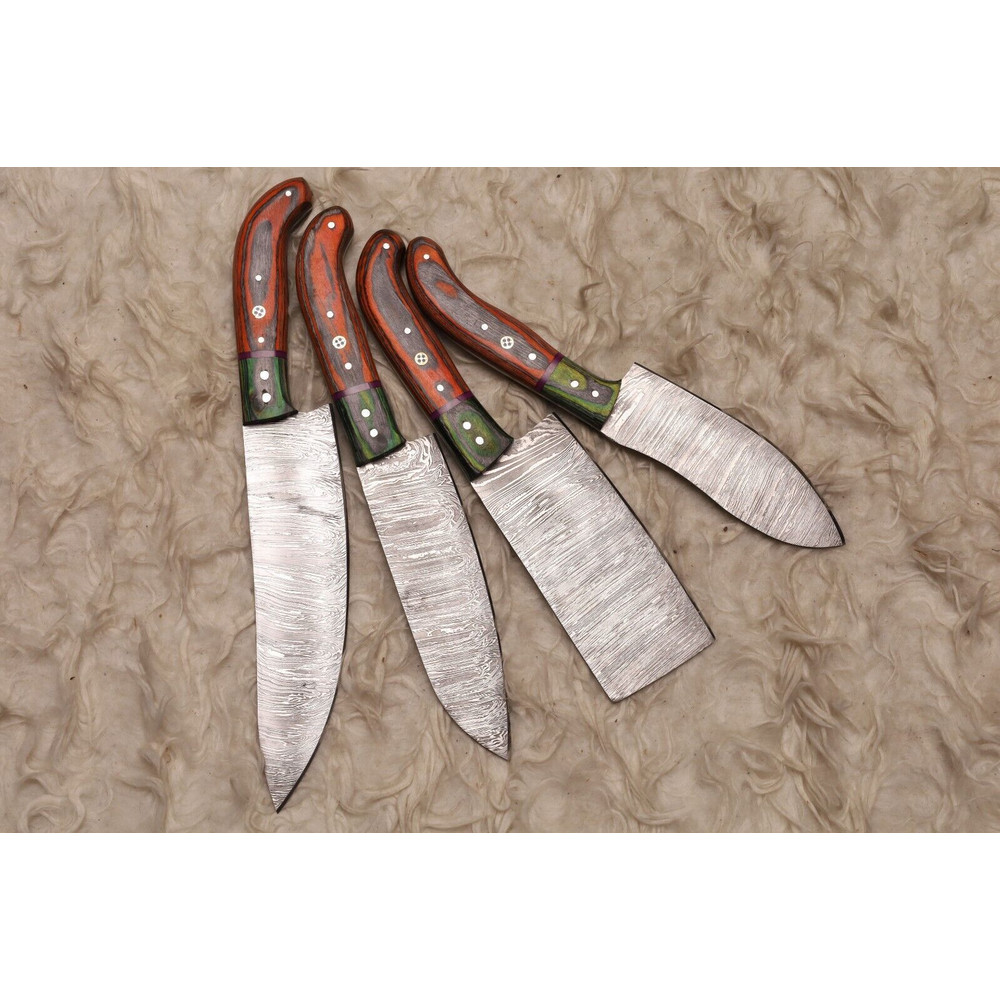 Genuine Damascus Steel Chef Knife Set Hand Forged Full Tang Knives 0