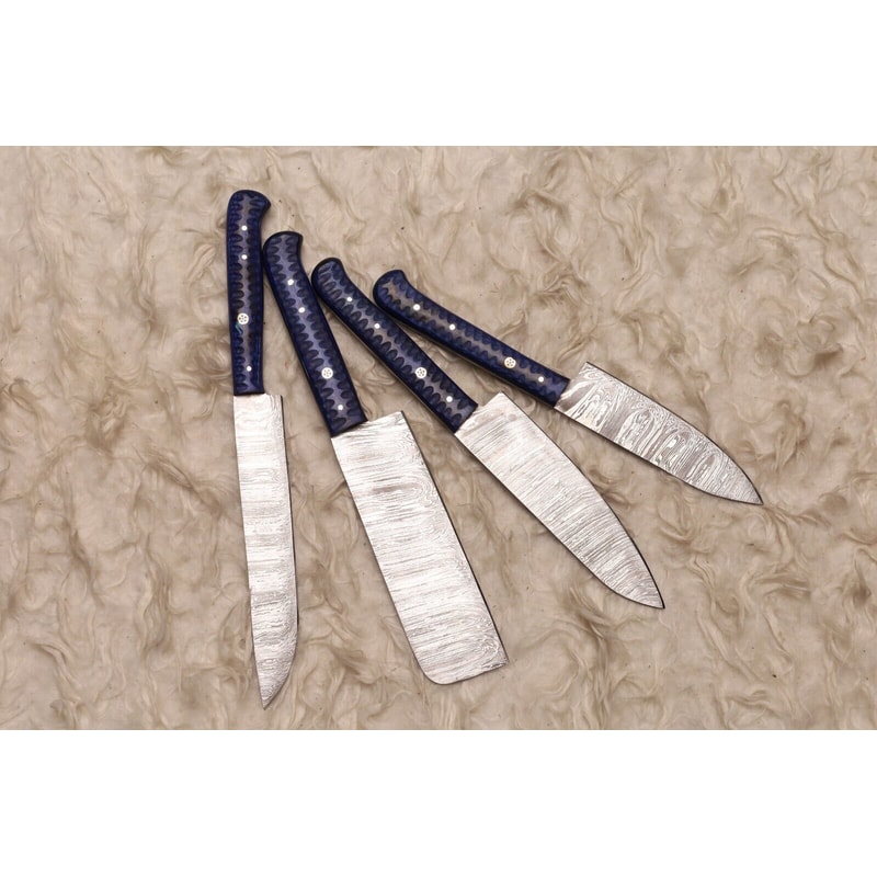 Authentic Handmade Damascus Steel Chef Set Wooden Handle Cutlery 0