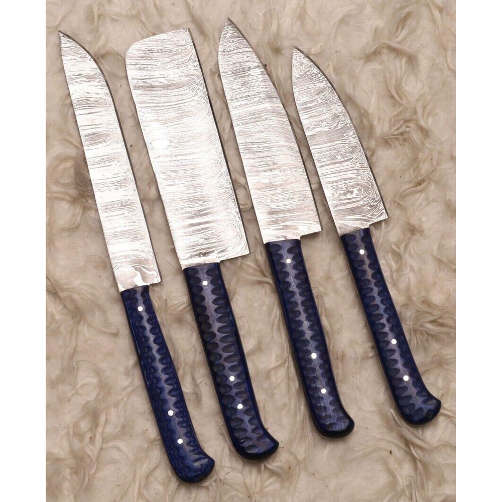 Authentic Handmade Damascus Steel Chef Set Wooden Handle Cutlery 2