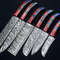 Handmade Damascus Steel 5pcs Chef Knife Set Engraved Bone Handle BBQ Kitchen Knives With Leather R 3