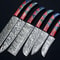 Handmade Damascus Steel 5pcs Chef Knife Set Engraved Bone Handle BBQ Kitchen Knives With Leather R 3