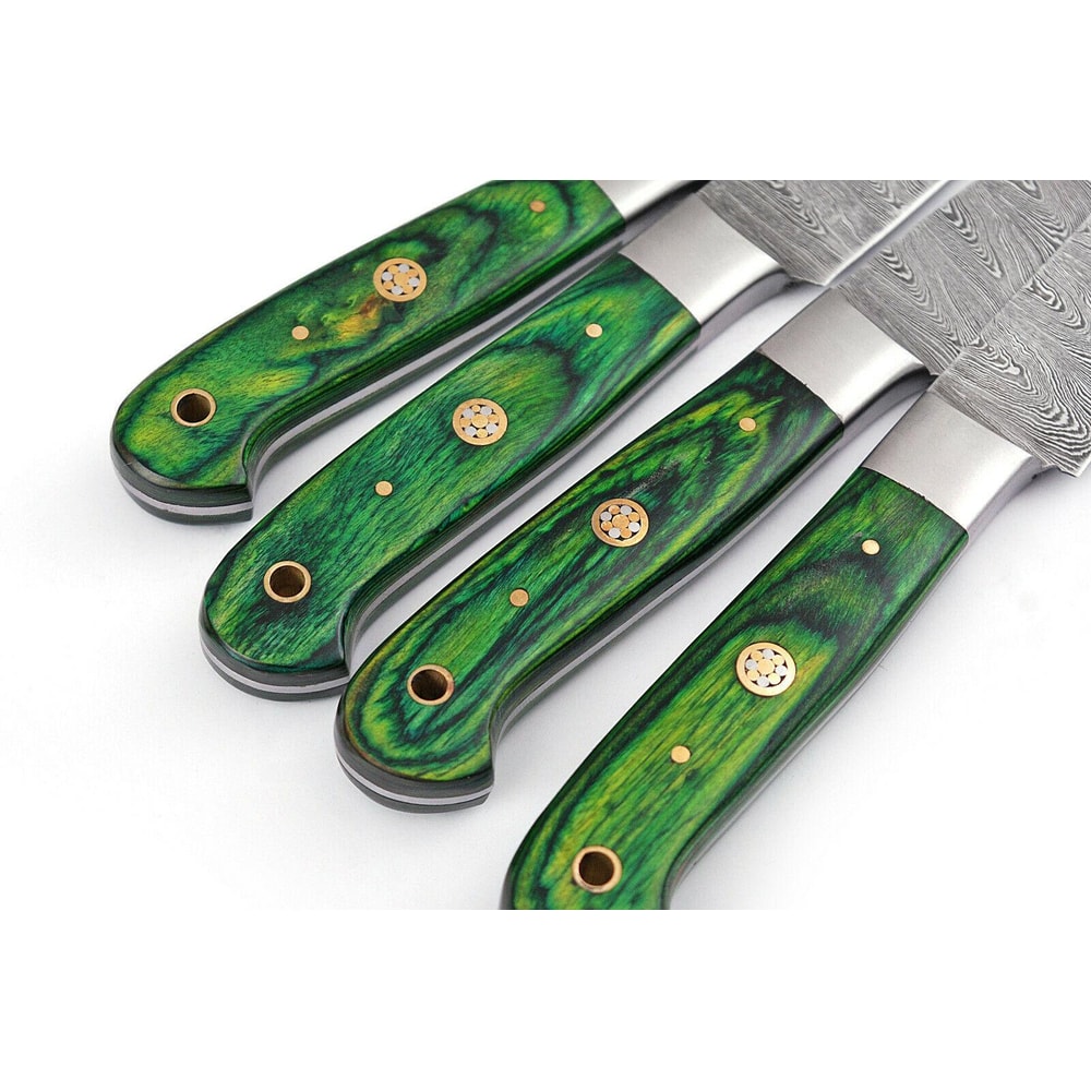 Chef Knife Set Professional 4pc Kitchen Knives With Wood Handles 2